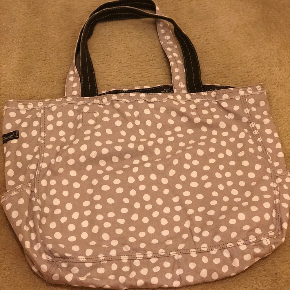 Thirty-One Gray with White Polka dots Bag